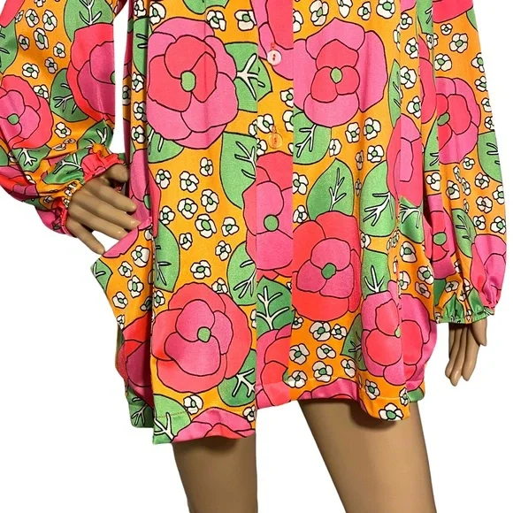 VINTAGE JANTZEN BRIGHT FLORAL MOD TOP